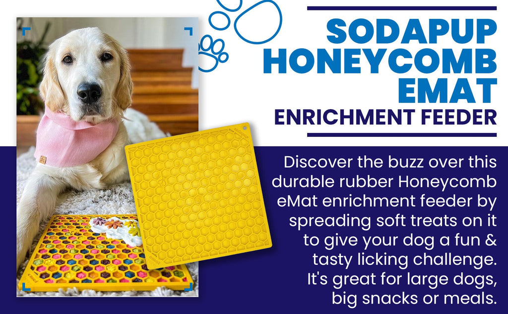 Honeycomb eMat - Enrichment Lick Mat for Dogs and Cats | eMat Enrichment Toy for Anxiety Relief | SodaPup