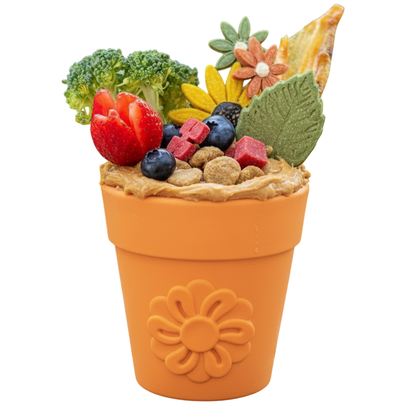 Large Flower Pot eCup Dog Treat Dispenser | Durable USA-Made Enrichment Toy | SodaPup